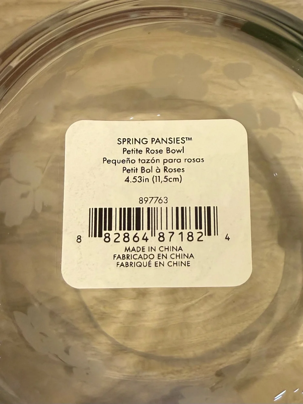 Kate Spade New York Spring Pansies Petite Rose Bowl Glass Flower Vase